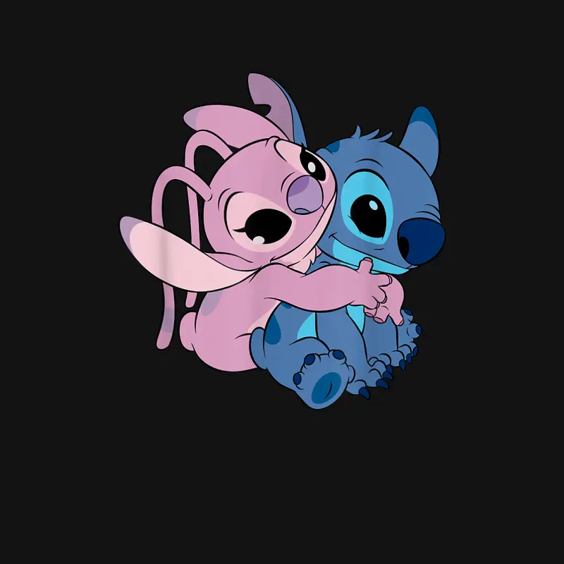 Disney Lilo & Stitch Cute Angel & Stitch Hugging Chest Logo Unisex Long Sleeve T-Shirt