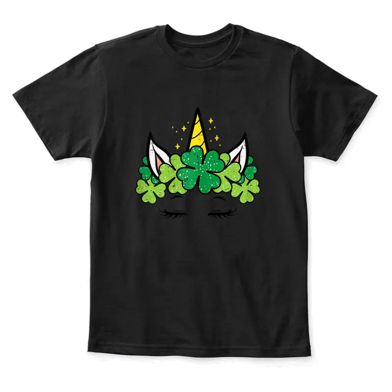 St Patricks Day Unicorn Face Shamrock Pattys Toddler Girls Youth Staple T-Shirt