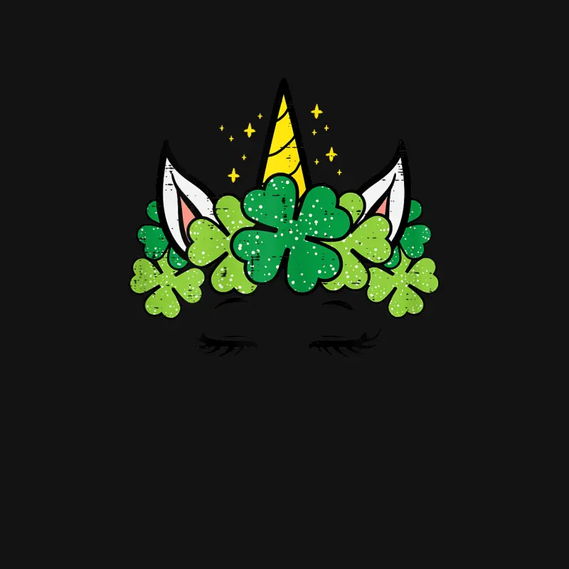 St Patricks Day Unicorn Face Shamrock Pattys Toddler Girls Youth Staple T-Shirt