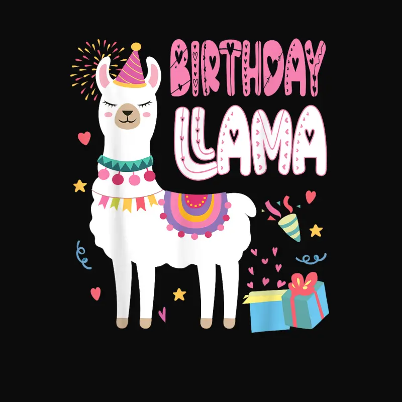 Birthday Llama Girl Birthday Party Llama Birthday Theme Unisex Staple T-Shirt