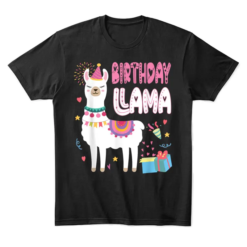 Birthday Llama Girl Birthday Party Llama Birthday Theme Unisex Staple T-Shirt