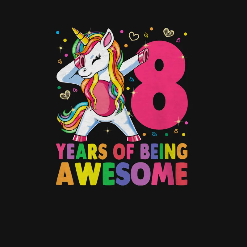 8 Years Old Unicorn Dabbing 8Th Birthday Girl Unicorn Party Unisex Long Sleeve T-Shirt
