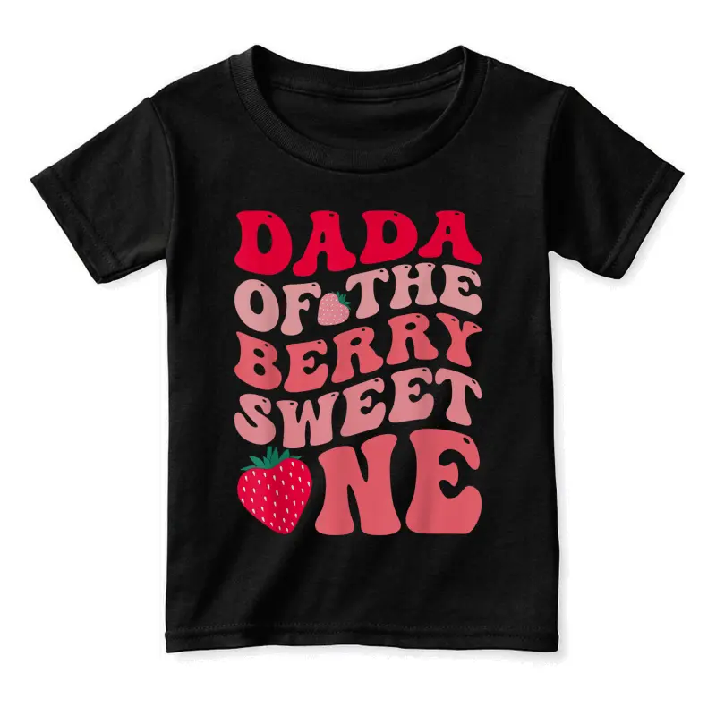 Dada Of The Berry Sweet One Strawberry First Birthday Toddler Staple T-Shirt