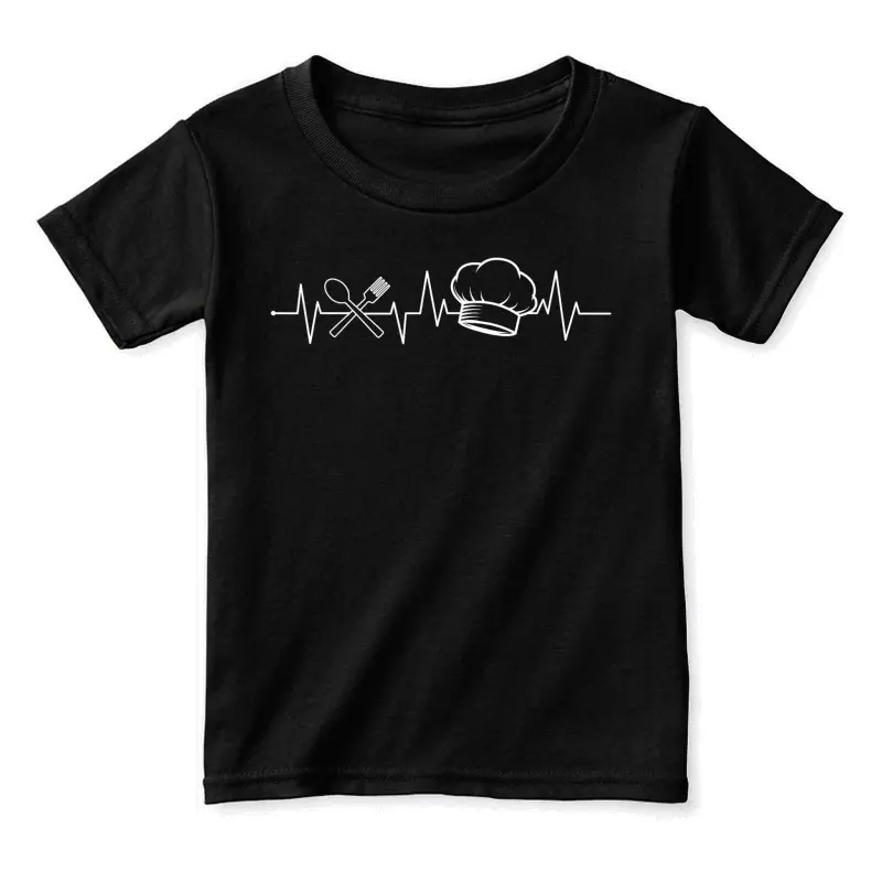 Chef Heartbeat Spoon Fork Culinary Cuisine Kitchen Cook Toddler Staple T-Shirt