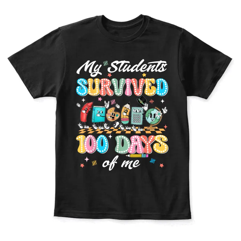 Students Survived 100 Days Of Me 100Th Day Of School Teacher Youth Staple T-Shirt