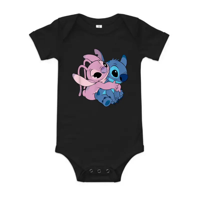 Disney Lilo & Stitch Cute Angel & Stitch Hugging Chest Logo Baby Onesie