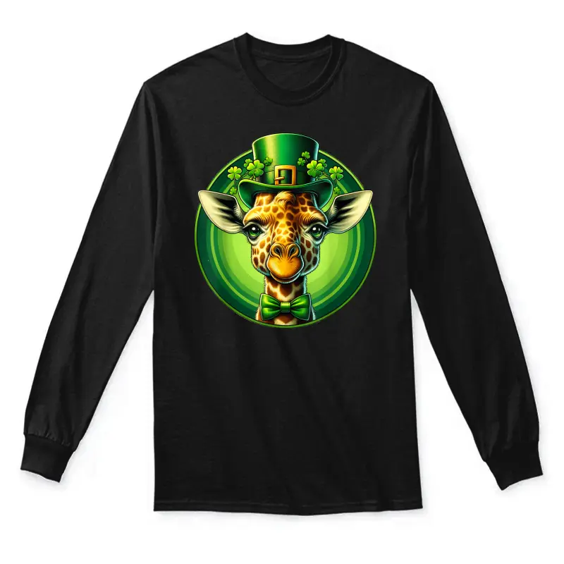 Funny Leprechaun Giraffe St Patricks Day Kids Men Women Unisex Long Sleeve T-Shirt