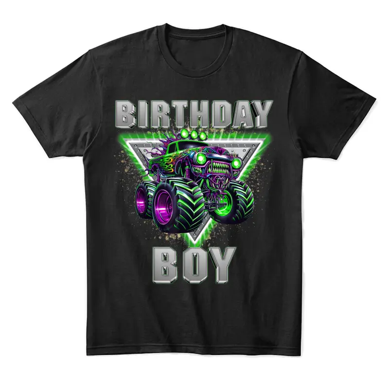 Birthday Boy Monster Truck Are My Jam Bday Party Kids Boys Unisex Staple T-Shirt