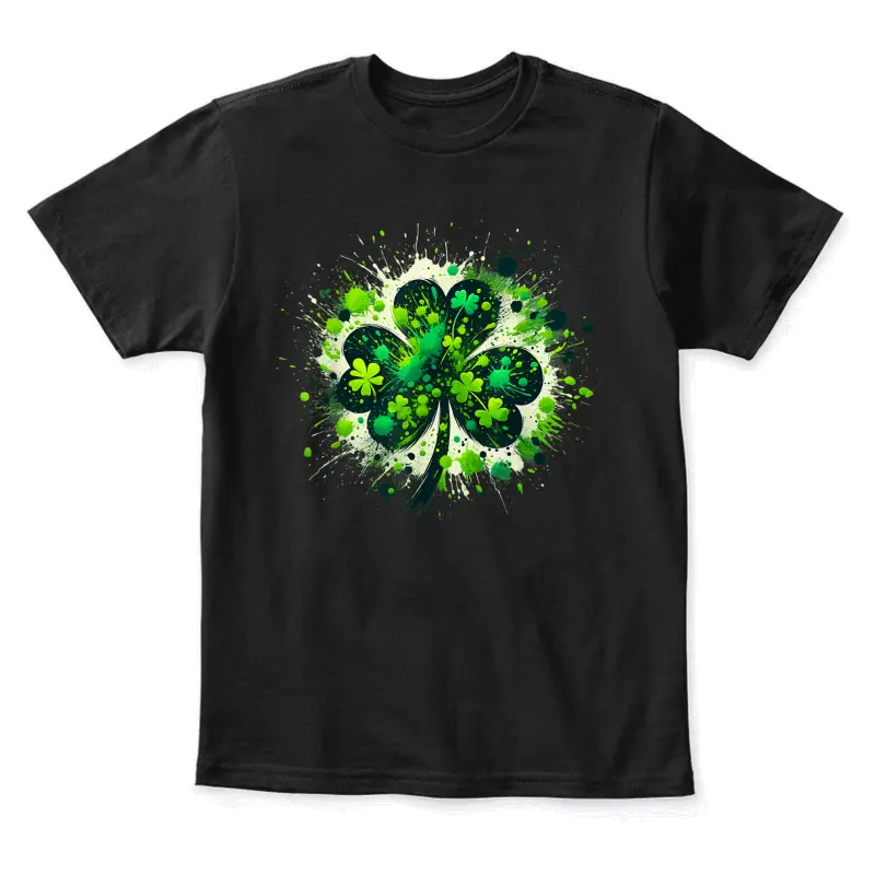 Shamrock Clover Paint Splatter St Patrick's Day Irish Pride Youth Staple T-Shirt