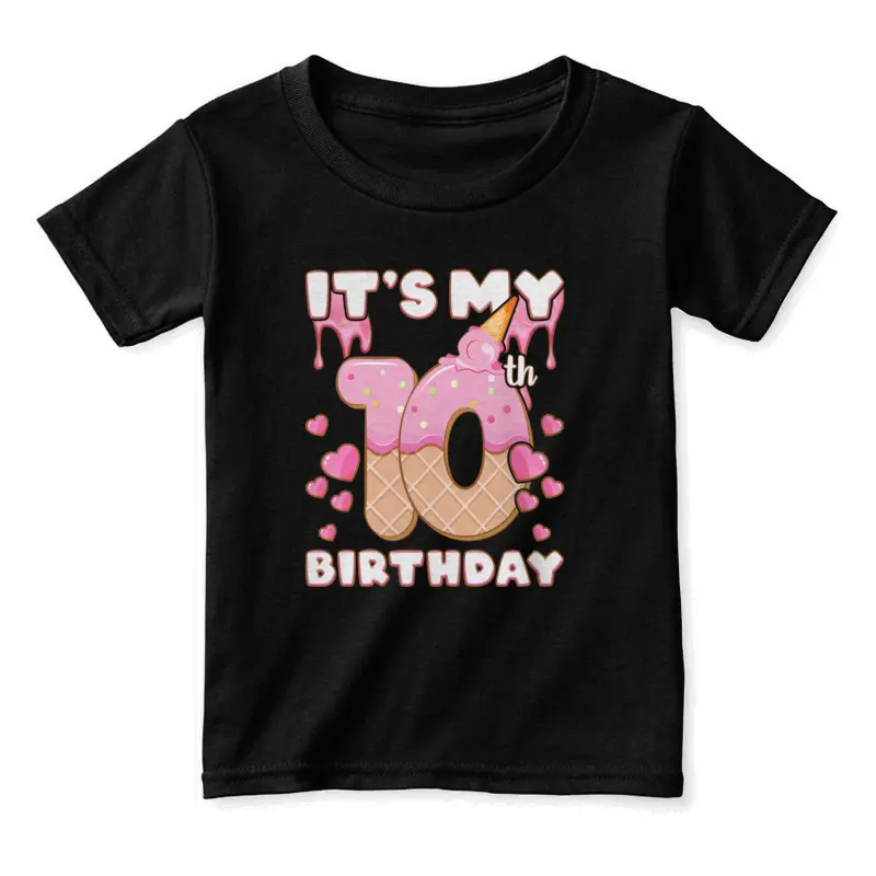 Birthday, Girl 10 Years, Ice Cream, It's My 10Th Birthday Toddler Staple T-Shirt