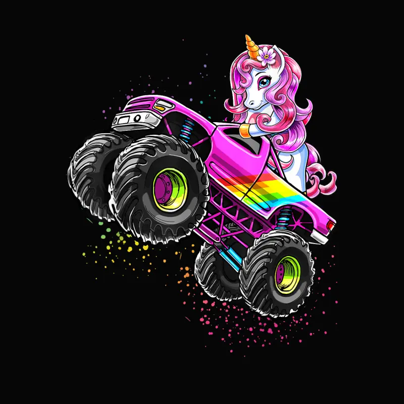 Monster Truck Unicorn Birthday Party Monster Truck Girl Gift Toddler Staple T-Shirt