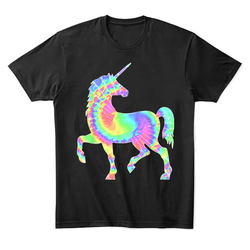 Tie-Dye Unicorn Colorful Pink Horse Silhouette Magical Unisex Staple T-Shirt