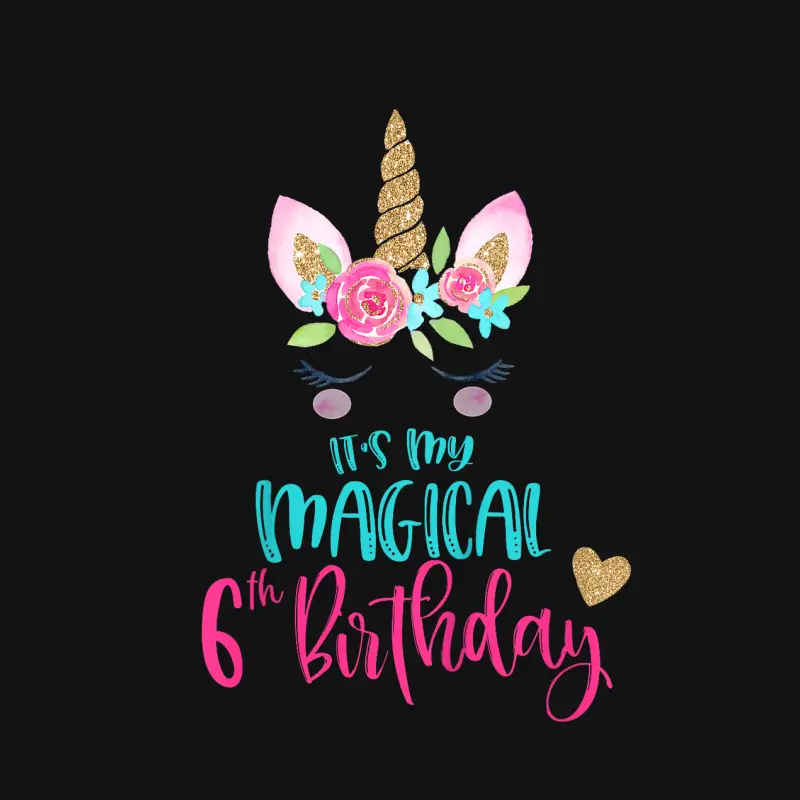 Kids Unicorn 6Th Birthday Party Girl 6 Years Old Unisex Long Sleeve T-Shirt