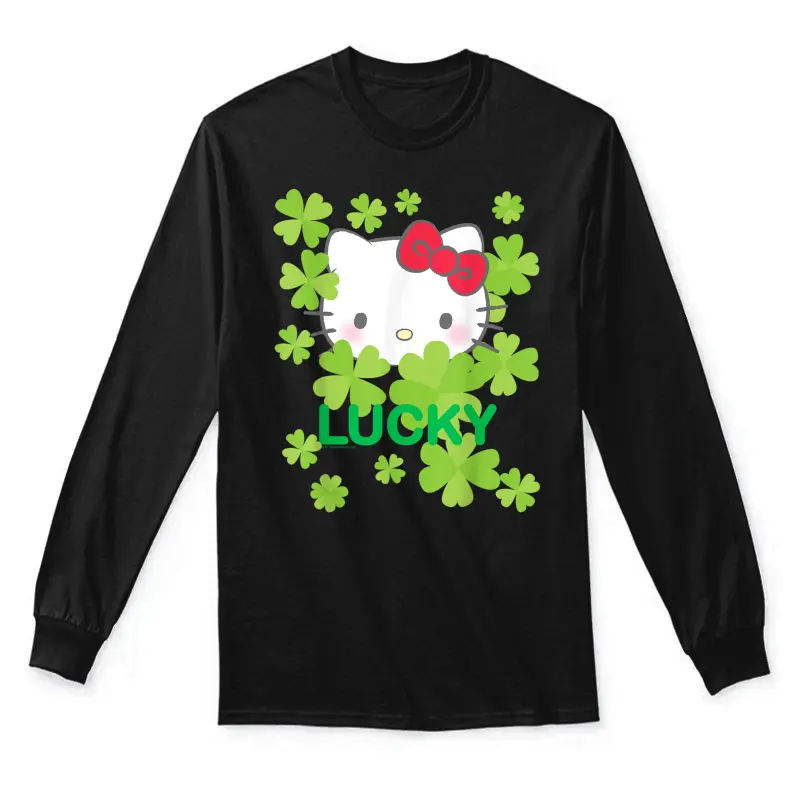Hello Kitty Lucky Clover St. Patrick's Day Tee Shirt Unisex Long Sleeve T-Shirt