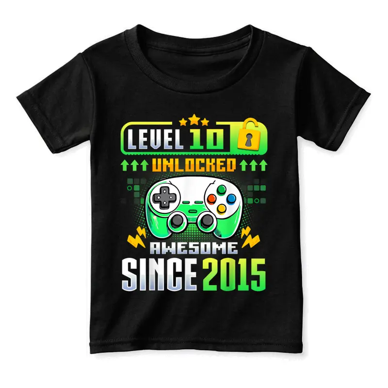 Level 10 Unlocked 10Th Birthday Boys Gamer 10 Year Old Gift Toddler Staple T-Shirt