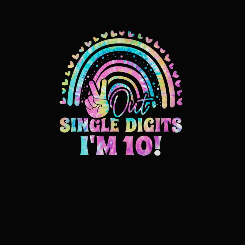 Peace Out Single Digits I'm 10 Tie Dye Birthday Girl Toddler Staple T-Shirt