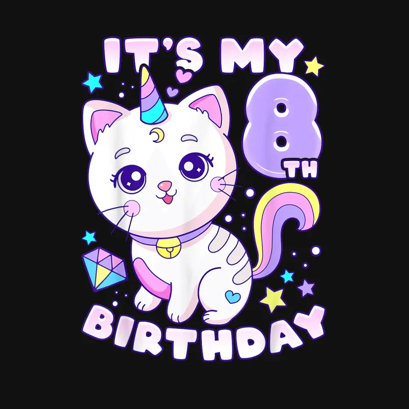 Birthday Girl 8 Years Old, Cat, Unicorn, 8Th Birthday Baby Onesie