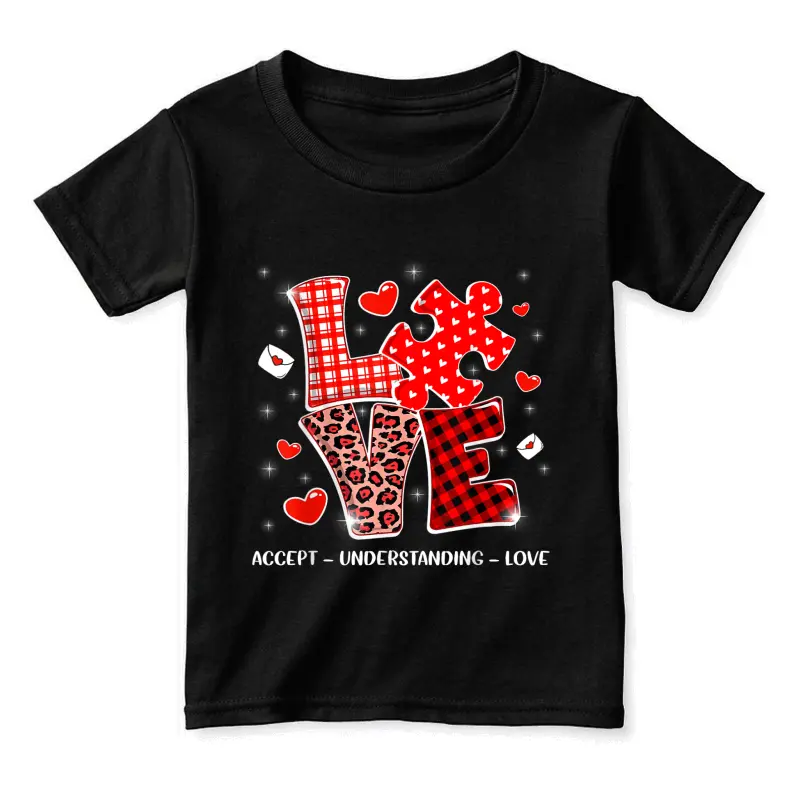 Accept Understand Love Autism Awareness Valentine's Day Toddler Staple T-Shirt