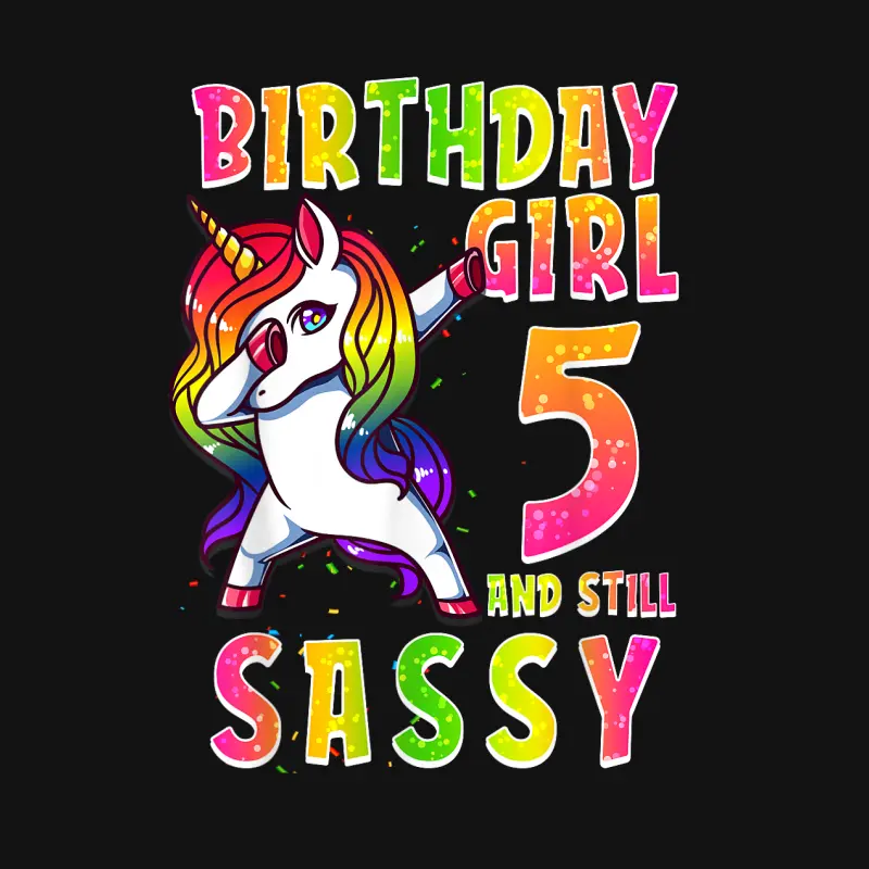 5Th Birthday Girl Dabbing Unicorn 5 Years Old & Still Sassy Unisex Long Sleeve T-Shirt