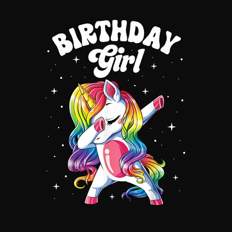 Unicorn Dabbing Birthday Girl Kids Rainbow Dab Dance Squad Unisex Staple T-Shirt