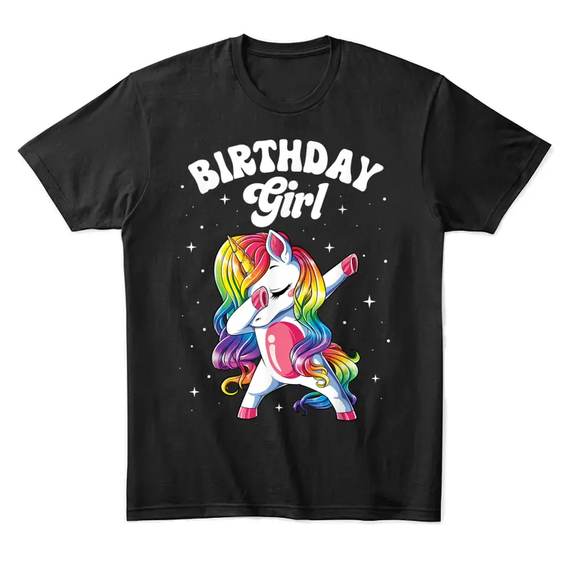 Unicorn Dabbing Birthday Girl Kids Rainbow Dab Dance Squad Unisex Staple T-Shirt