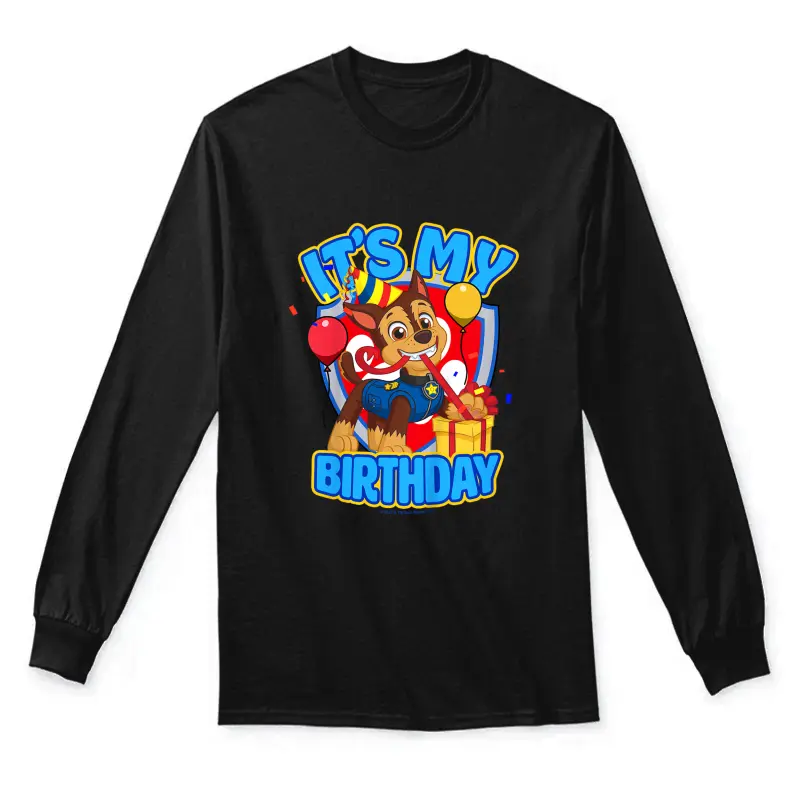 Kids Paw Patrol Birthday It's My Birthday Cute Chase Logo Unisex Long Sleeve T-Shirt