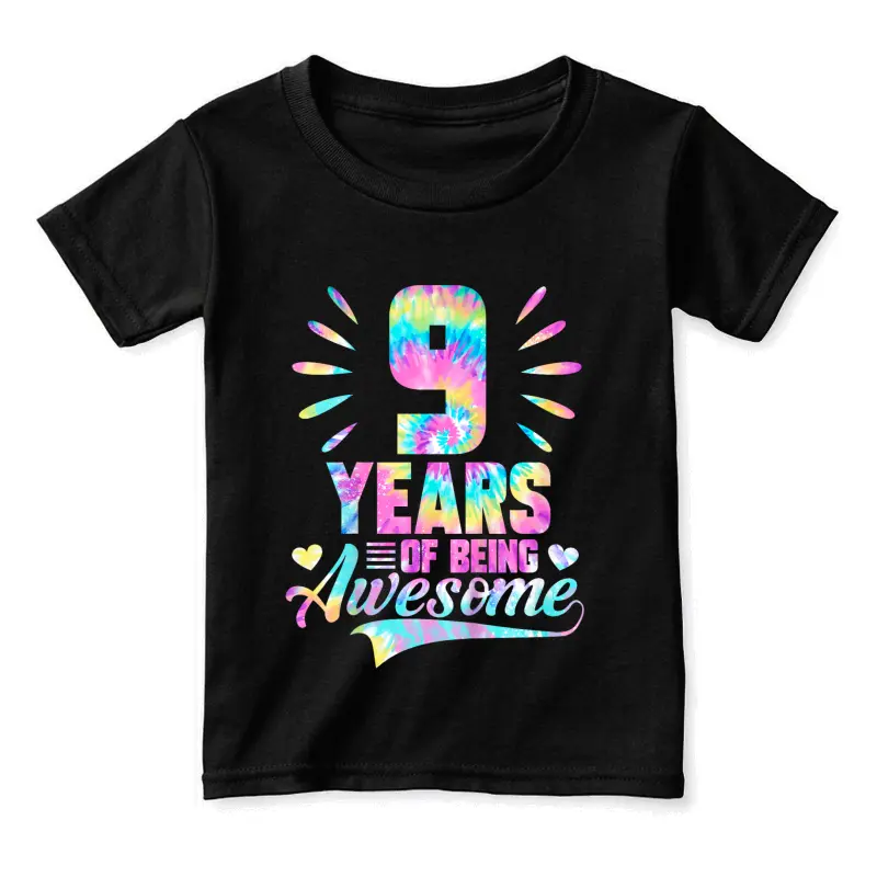 Kids 9Th Birthday Gift Idea Tie-Dye 9 Year Of Being Awesome Toddler Staple T-Shirt