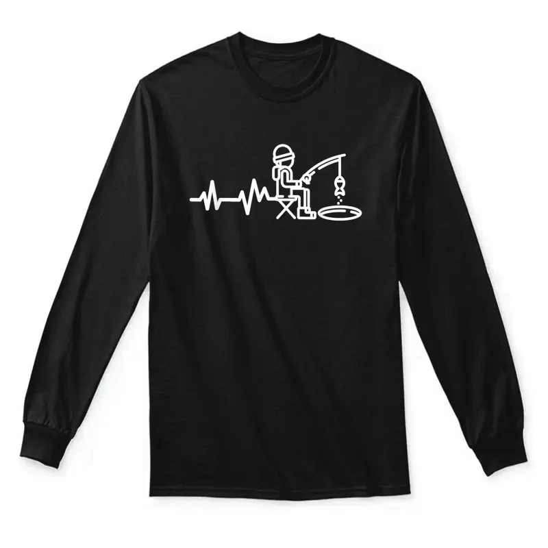 Ice Fishing Heartbeat Unisex Long Sleeve T-Shirt