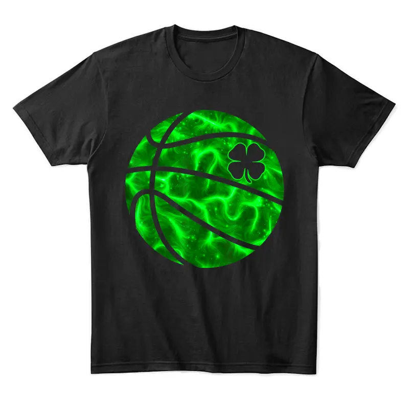 Basketball Shamrock Lucky Clover Irish St Patrick's Day Boys Unisex Staple T-Shirt
