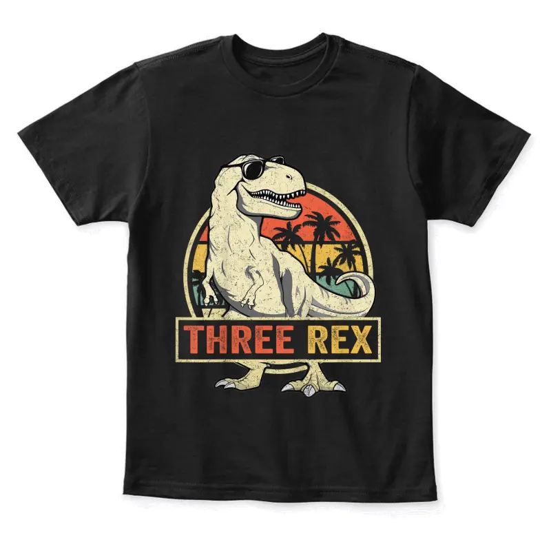 Three Rex 3Rd Birthday Shirt Third Dinosaur 3 Year Old Youth Staple T-Shirt