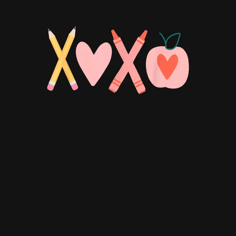 Women Xoxo Teacher Valentine's Day Pencil And Apple Unisex Long Sleeve T-Shirt