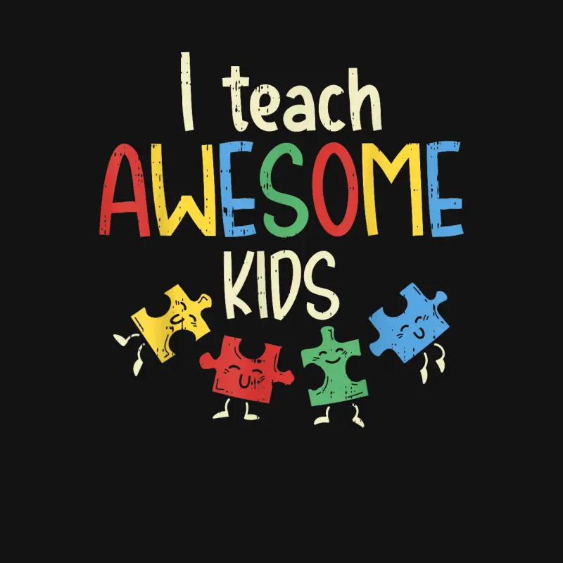 I Teach Awesome Kids Shirt Autism Special Education Teacher Unisex Long Sleeve T-Shirt