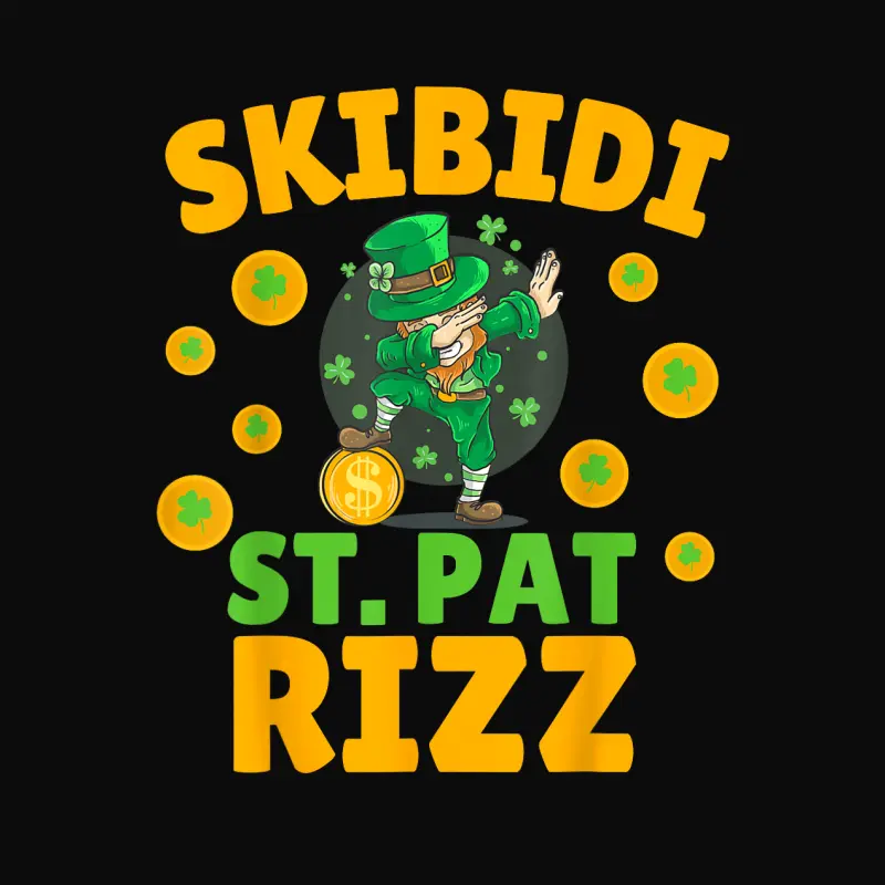 Funny St Patrick's Day Irish Skibidi St. Pat Rizz Unisex Staple T-Shirt