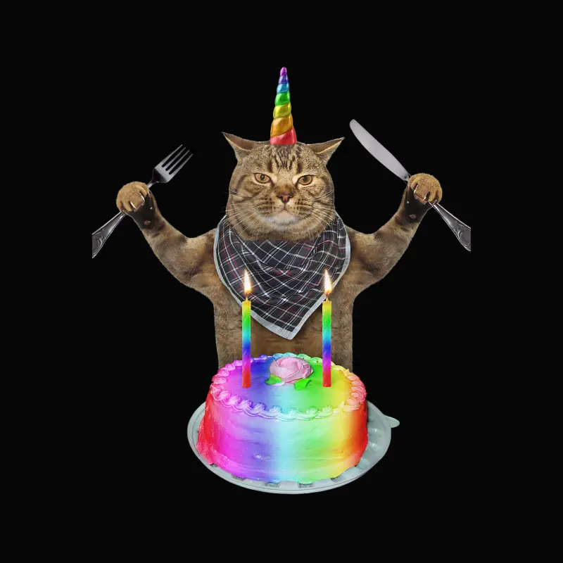 Funny Cat Unicorn With A Birthday Cake Toddler Staple T-Shirt