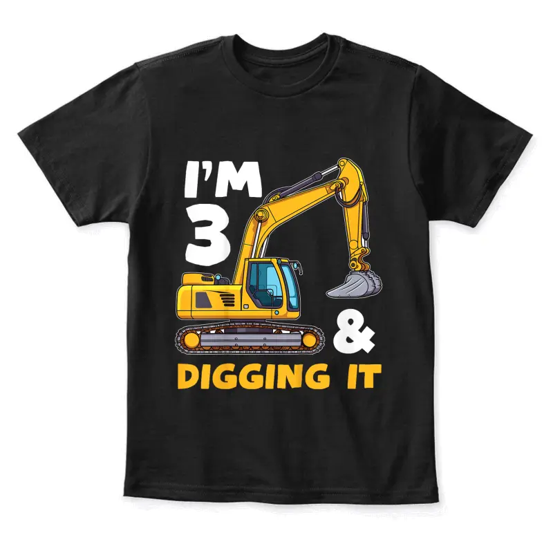 Kids Construction Truck 3Rd Birthday Boy Excavator Bday Youth Staple T-Shirt