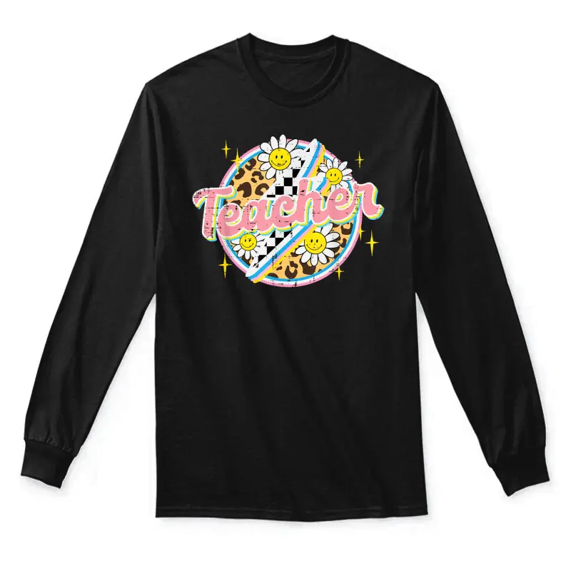 Teacher Groovy Retro Vintage Teaching Women Men Unisex Long Sleeve T-Shirt