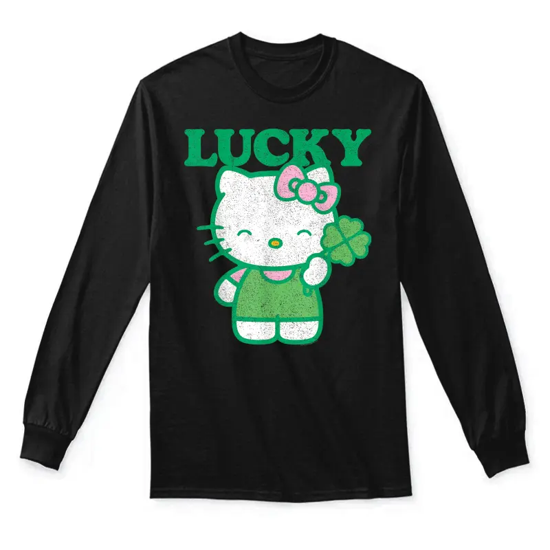 Hello Kitty Lucky Clover Tee Shirt Unisex Long Sleeve T-Shirt
