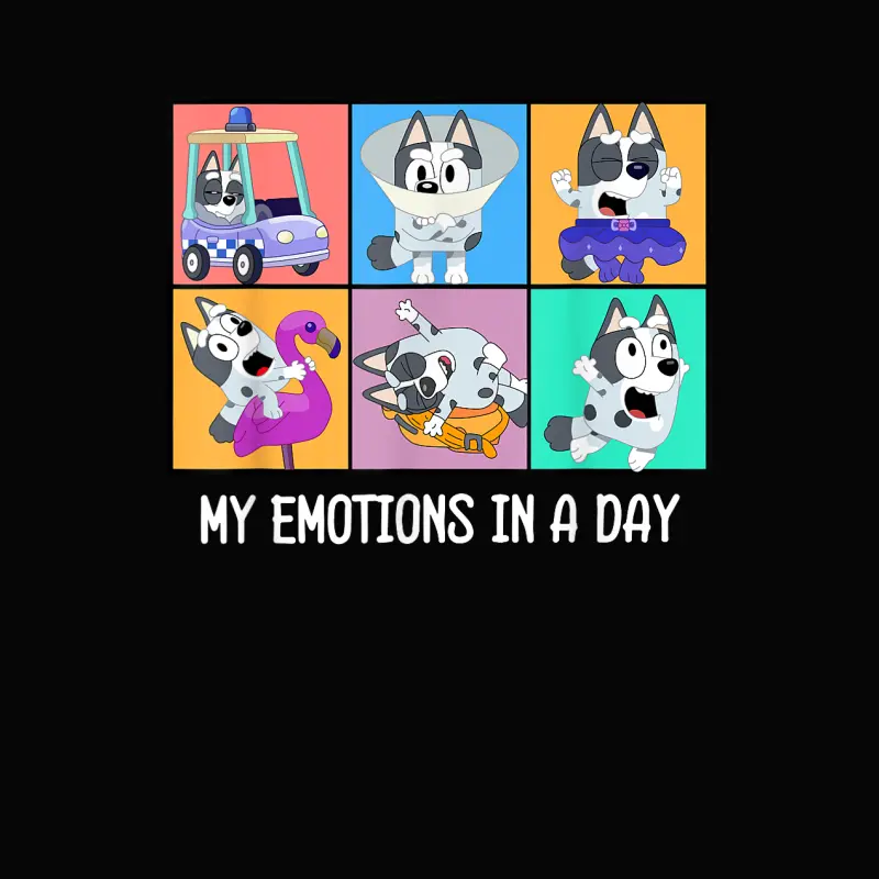 My Emotions In A Day Blue Tan Heeler Dog Toddler Staple T-Shirt