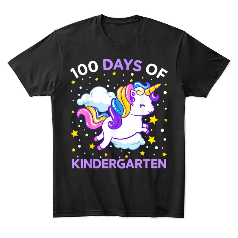 100 Days Of Kindergarten Unicorn Girls 100 Days Of School Unisex Staple T-Shirt
