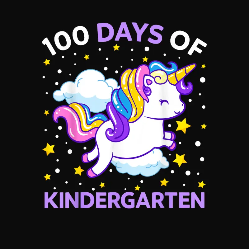 100 Days Of Kindergarten Unicorn Girls 100 Days Of School Unisex Staple T-Shirt