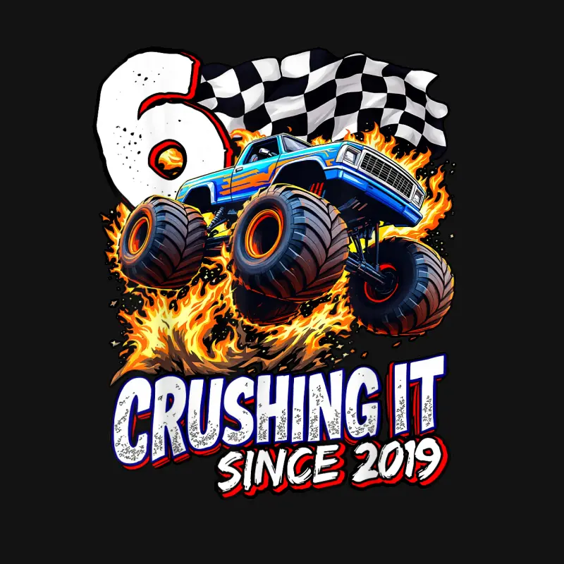 Birthday Monster Truck 6 Year Old Boys 6Th Party Born 2019 Unisex Long Sleeve T-Shirt