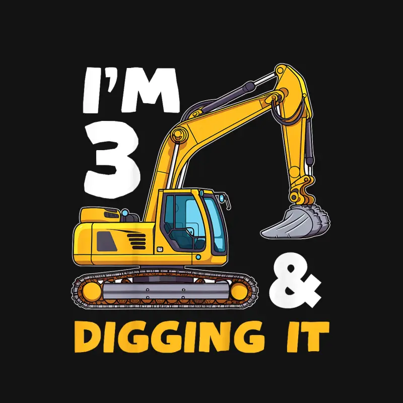 Kids Construction Truck 3Rd Birthday Boy Excavator Bday Unisex Long Sleeve T-Shirt