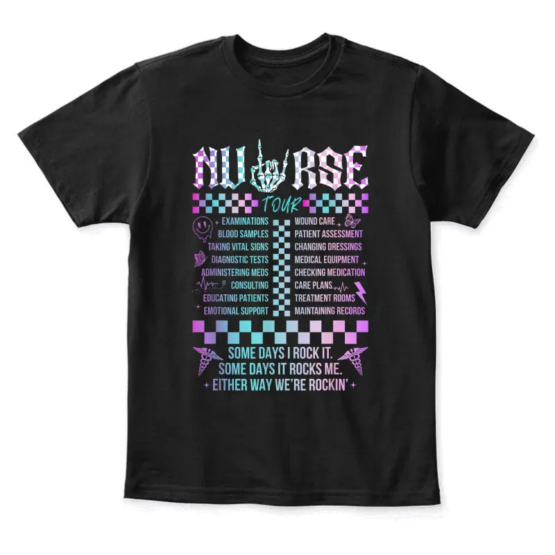 Tie Dye Nurse Skeleton Tour Somes Day I Rock It Nurse Life Youth Staple T-Shirt