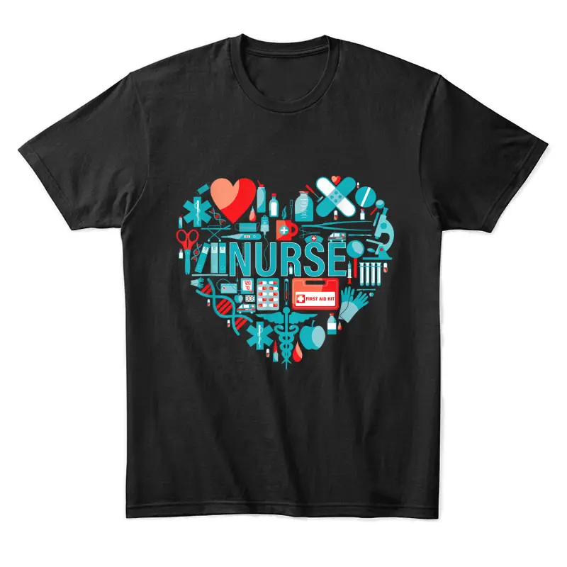 Nurse Love Nursing Student Rn Nurse Heart Cna Women Men Gift Unisex Staple T-Shirt