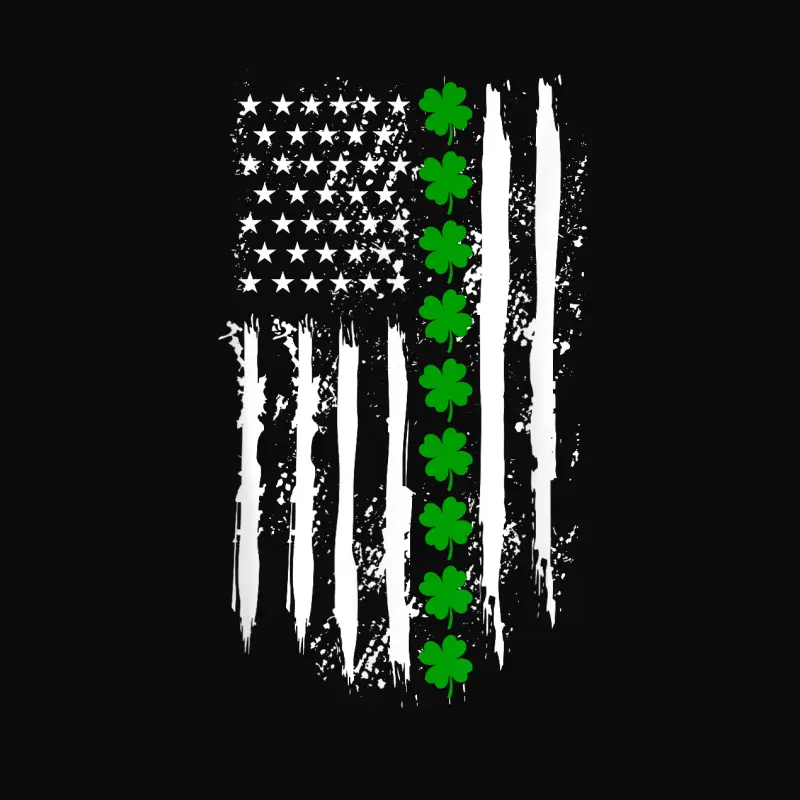 St Patricks Day Green Clover Us American Flag Patriotic Love Unisex Staple T-Shirt