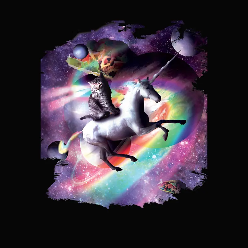 Space Cat Riding Unicorn - Laser, Tacos And Rainbow Toddler Staple T-Shirt