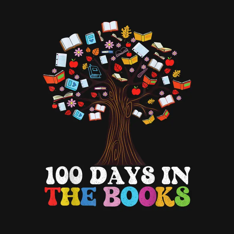 100 Days In The Books Reading Teacher 100Th Day Of School. Youth Staple T-Shirt