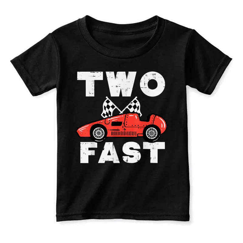 2Nd Birthday Race Car Two Fast 2 Year Old Bday Boys Kids Toddler Staple T-Shirt