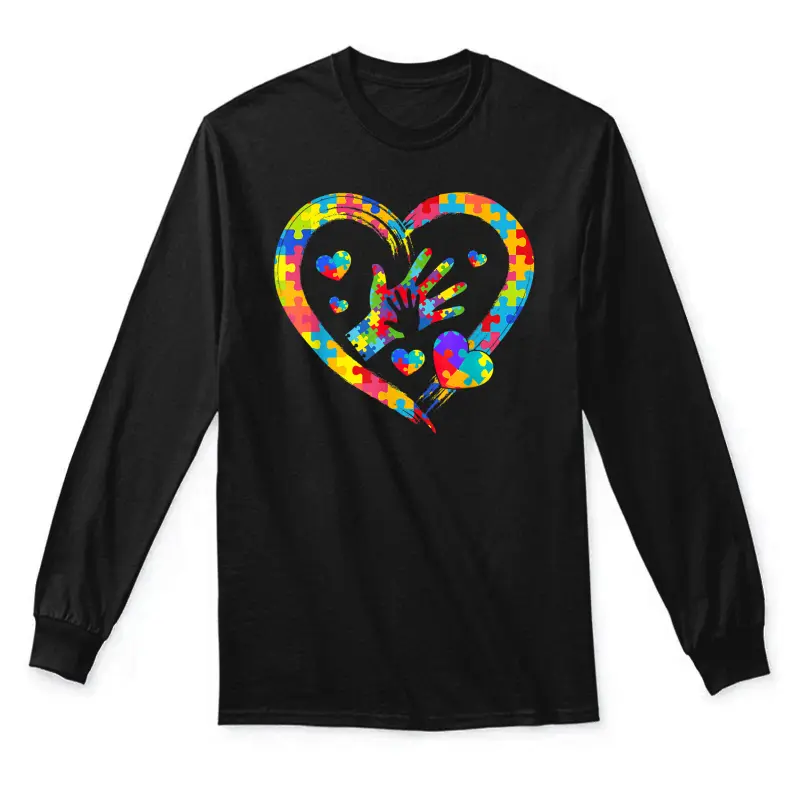 Valentines Day Love Heart Autism Awareness Puzzle Piece Unisex Long Sleeve T-Shirt