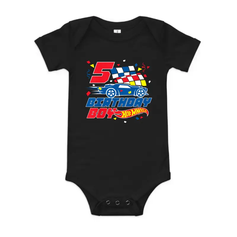 Hot Wheels 5Th Birthday Boy Baby Onesie